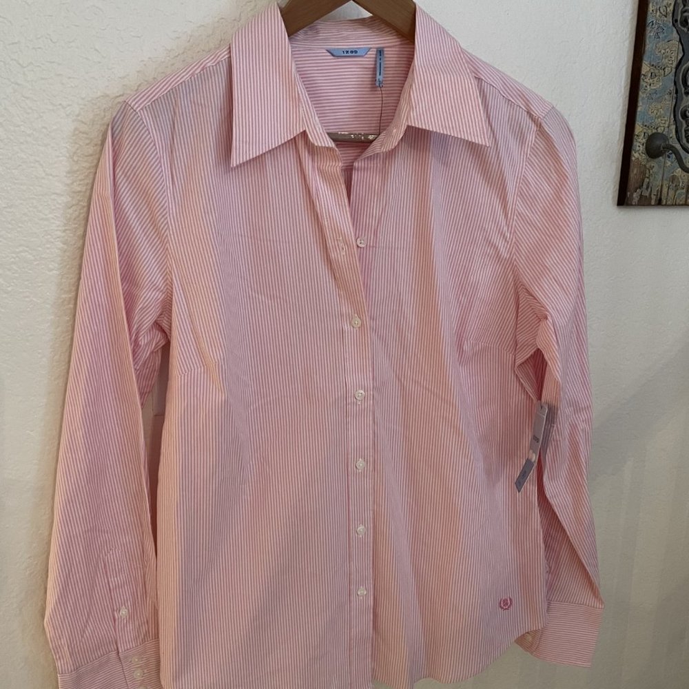 NWT Izod Pink Striped Women's Blouse